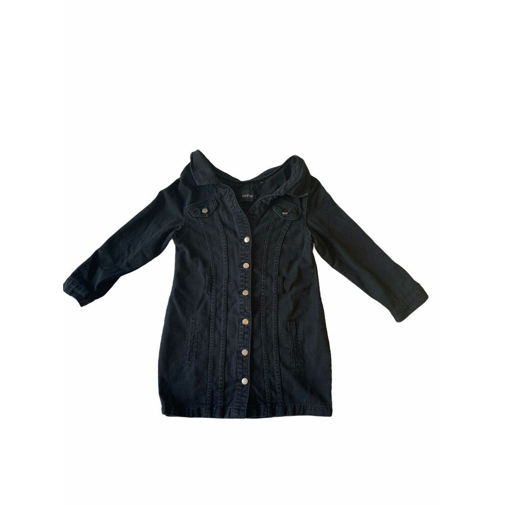 Boohoo Denim Style Shirt Dress Size 8 Black